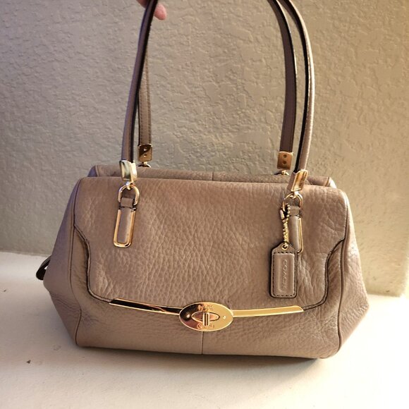 Coach Handbags - Euc Coach Madison Madeline Tan Leather Satchel Handbag Purse
